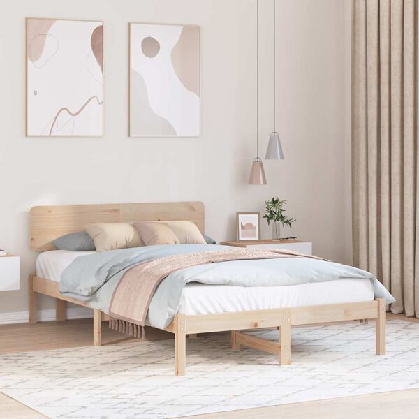 vidaXL Σκελετός Κρεβατιού Φυσικό 140 x 190 cm Μασίφ ξύλο πεύκου