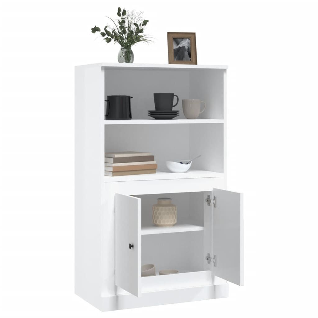 vidaXL Ντουλάπι Γυαλ. Λευκό 60x35,5x103,5 εκ. από Επεξεργασμένο Ξύλο