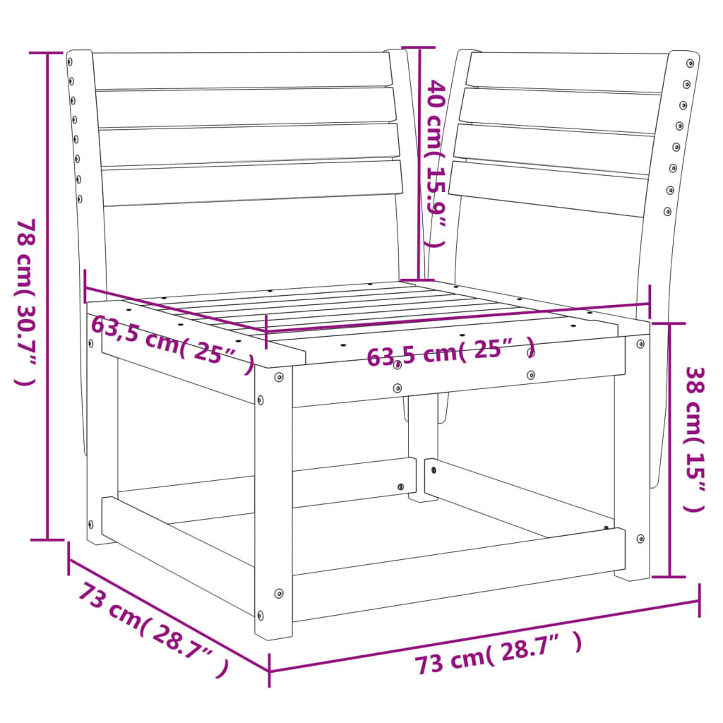 vidaXL Καναπές Κήπου Γωνιακός Λευκό 73x73x78 εκ. από Μασίφ Ξύλο Πεύκου
