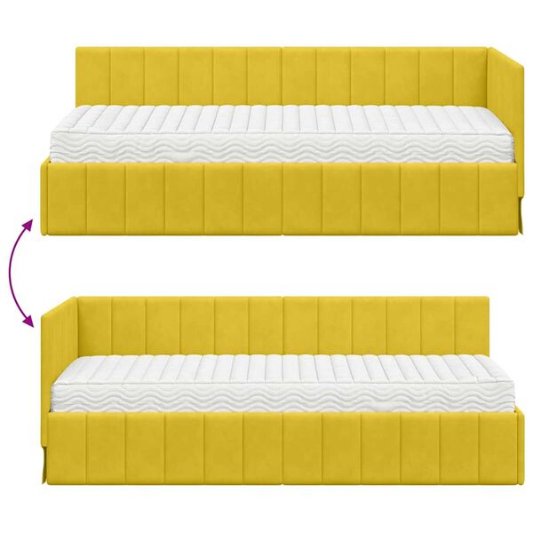vidaXL Κρεβάτι Γωνίας με στρώμα Κίτρινο 80 x 200 cm Βελούδο