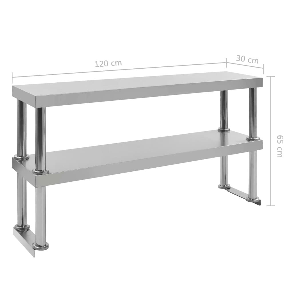 vidaXL Πάγκος Εργασίας Κουζίνας με Ράφια 120x60x150 εκ. Ανοξ. Ατσάλι