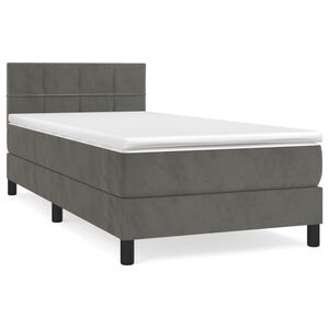 vidaXL Κρεβάτι Boxspring με Στρώμα Σκούρο Γκρι 80x200 εκ. Βελούδινο