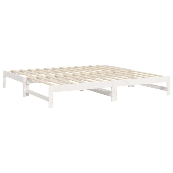 vidaXL Καναπές Κρεβάτι Συρόμενος Λευκός 2x(80x200) εκ. από Μασίφ Πεύκο