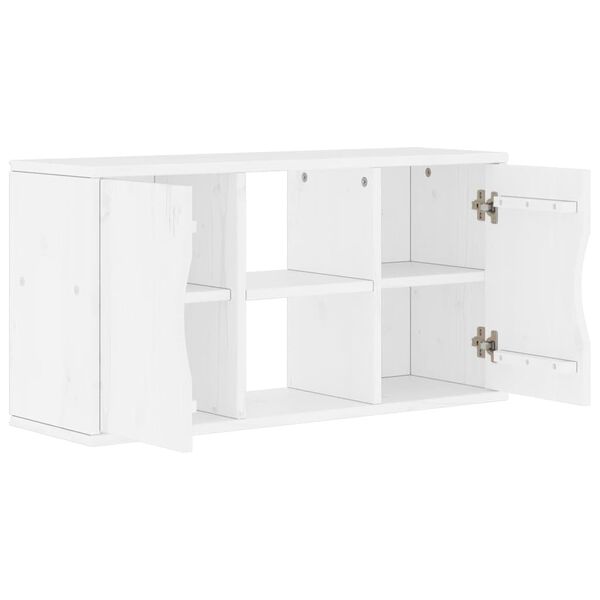vidaXL Ντουλάπι τηλεόρασης ODDA Λευκό 79x24x40 εκ. Μασίφ Ξύλο Πεύκου
