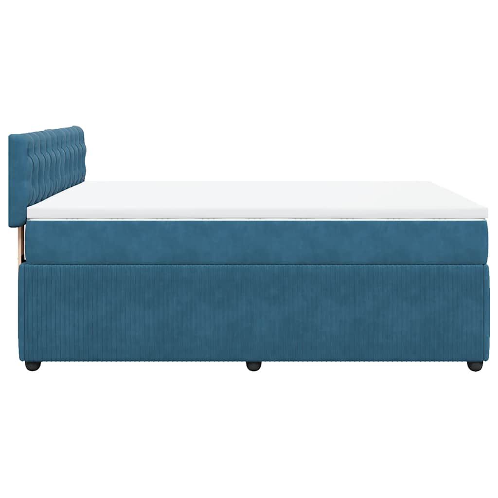 vidaXL Κρεβάτι Boxspring με Στρώμα Μπλε 140x190 εκ. Βελούδινο