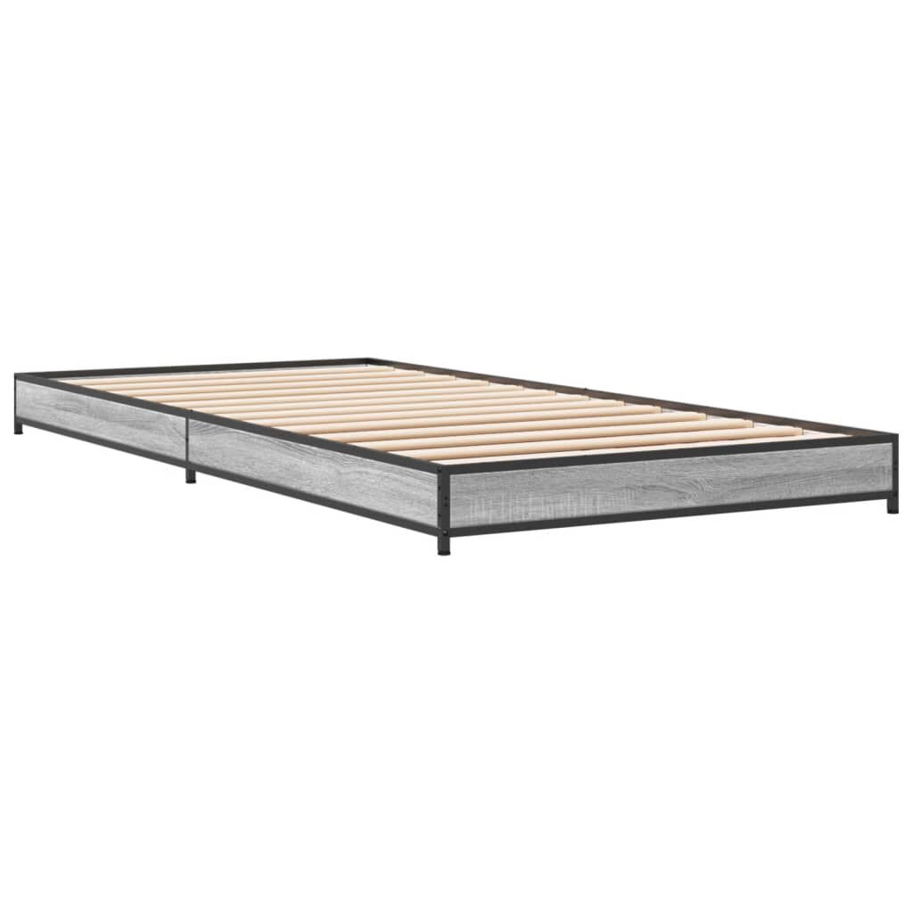 vidaXL Πλαίσιο Κρεβατιού Γκρι Sonoma 100x200 εκ. Επεξ. Ξύλο & Μέταλλο