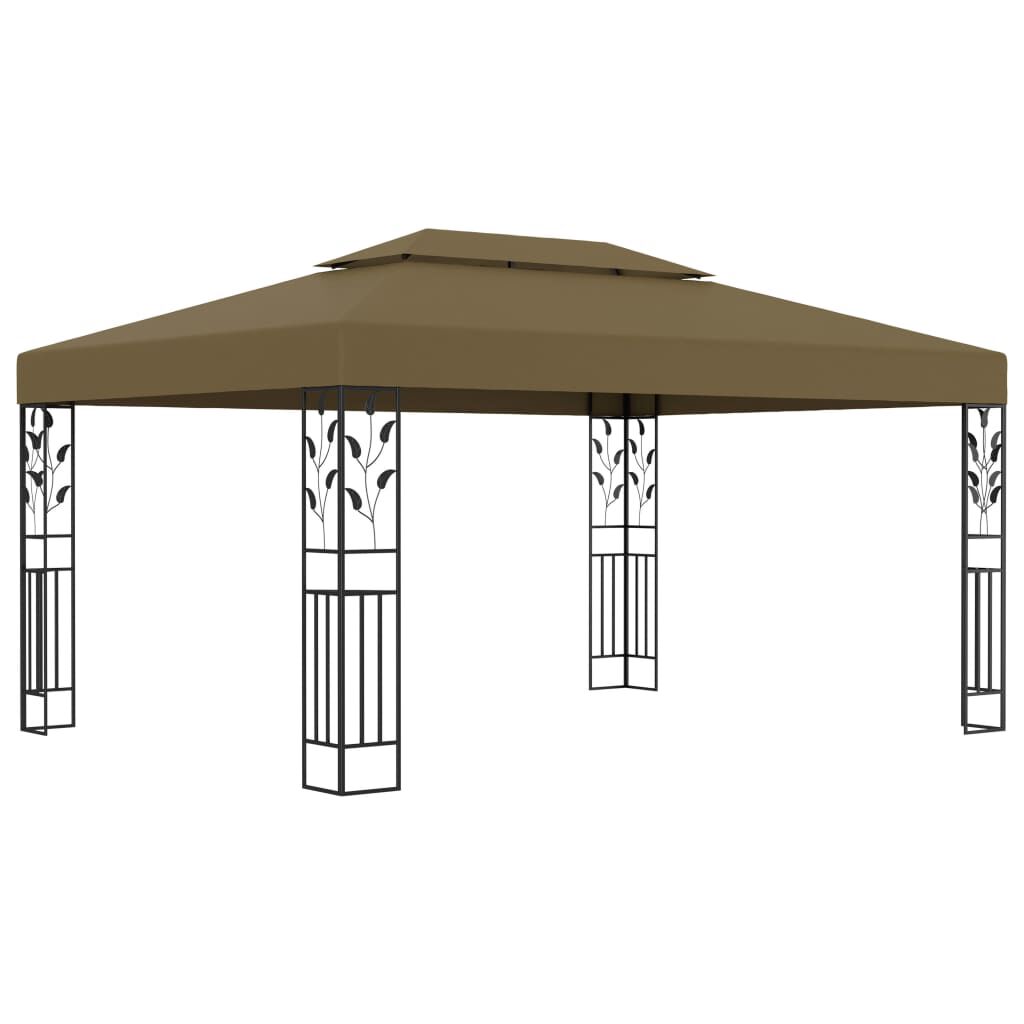 vidaXL Κιόσκι με Διπλή Οροφή Taupe 3 x 4 μ. 180 γρ/μ²