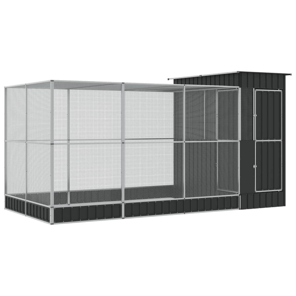 vidaXL Κλουβί με Επέκταση Ασημένιο 416x203x216 εκ. Ατσάλινο