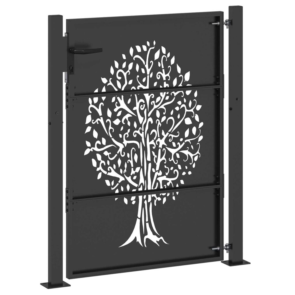 vidaXL Πύλη Κήπου Άλλο Μαύρο 105 x 150 cm Ατσάλι με Επικάλυψη Πούδρας