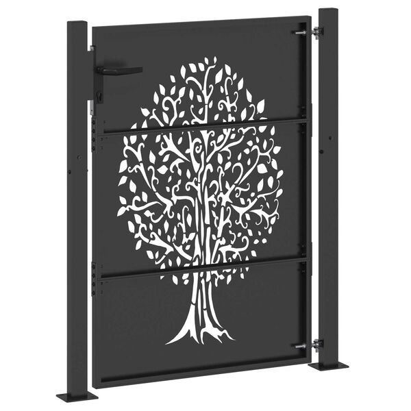 vidaXL Πύλη Κήπου Άλλο Μαύρο 105 x 150 cm Ατσάλι με Επικάλυψη Πούδρας