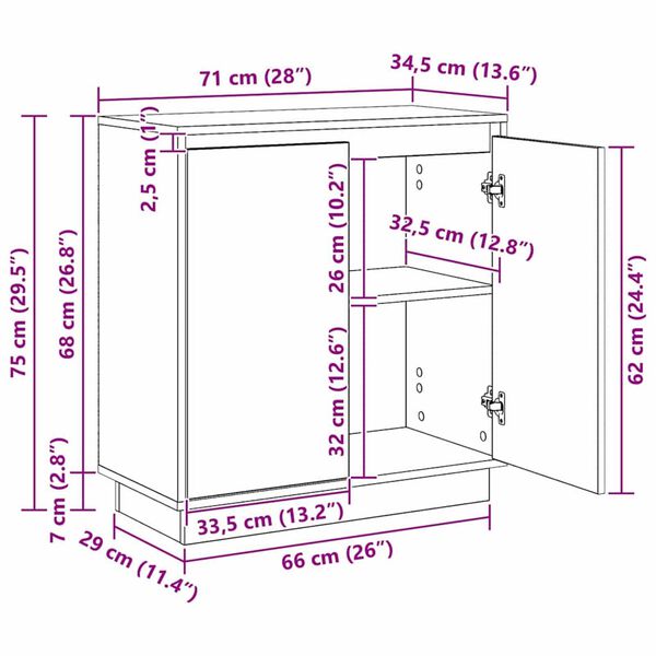 vidaXL Κομοδίνο Δρύς Sonoma 71 x 34.5 x 75 εκ. Επεξεργασμένο ξύλο