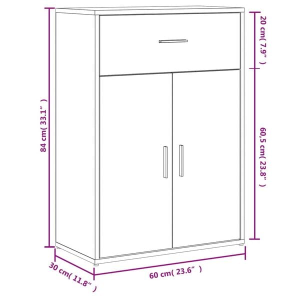 vidaXL Βοηθητικό Ντουλάπι Sonoma Δρυς 60x30x84 εκ. Επεξεργασμένο Ξύλο