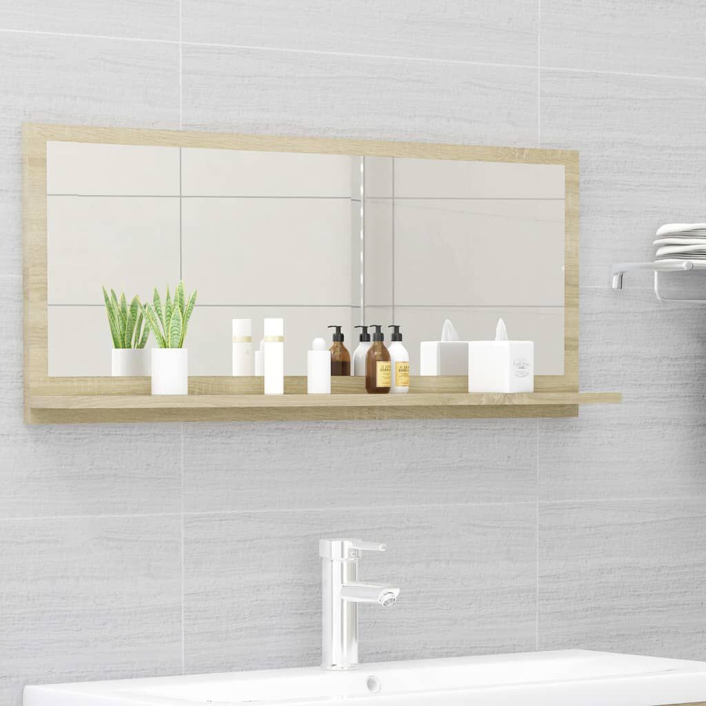 vidaXL Καθρέφτης Μπάνιου Sonoma Δρυς 90 x 10,5 x 37 εκ. Μοριοσανίδα