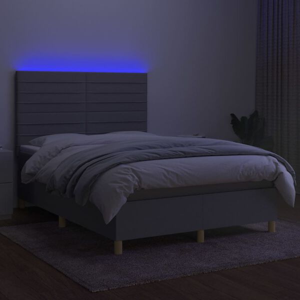 vidaXL &Kappa;&rho;&epsilon;&beta;ά&tau;&iota; Boxspring &mu;&epsilon; &Sigma;&tau;&rho;ώ&mu;&alpha; & LED &Alpha;&nu;.&Gamma;&kappa;&rho;&iota; 140x190&epsilon;&kappa;. &Upsilon;&phi;&alpha;&sigma;&mu;ά&tau;&iota;&nu;&omicron;