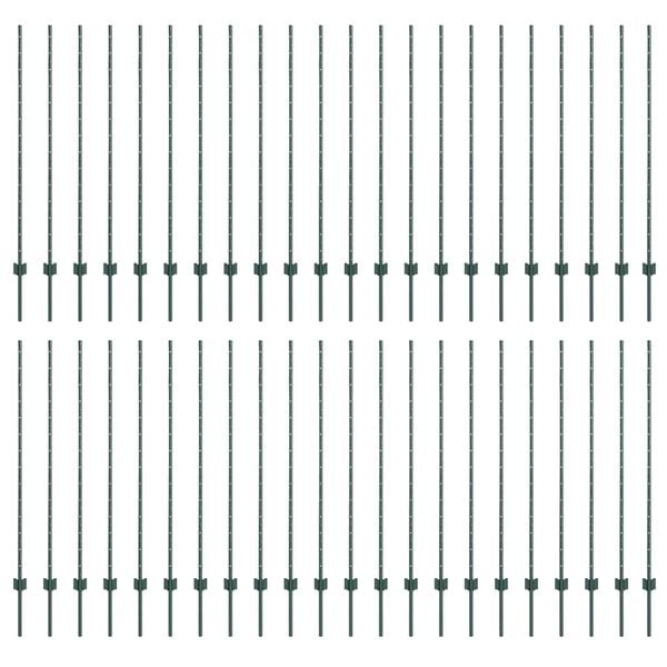 vidaXL Πό posts φράχτη 44 pcs Πράσινο 180 cm Ατσάλι