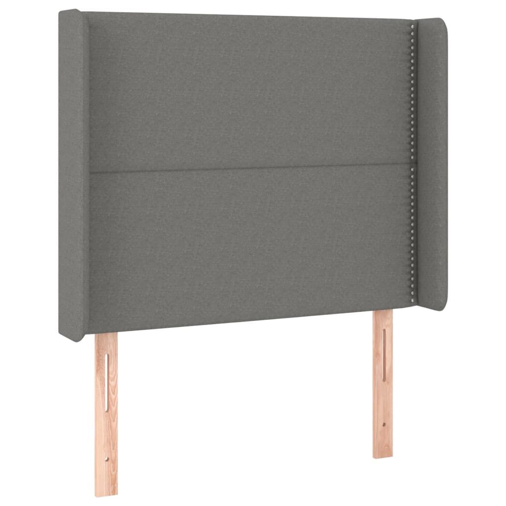 vidaXL Κρεβάτι Boxspring με Στρώμα & LED Σκ.Γκρι 80x200 εκ. Υφασμάτινο