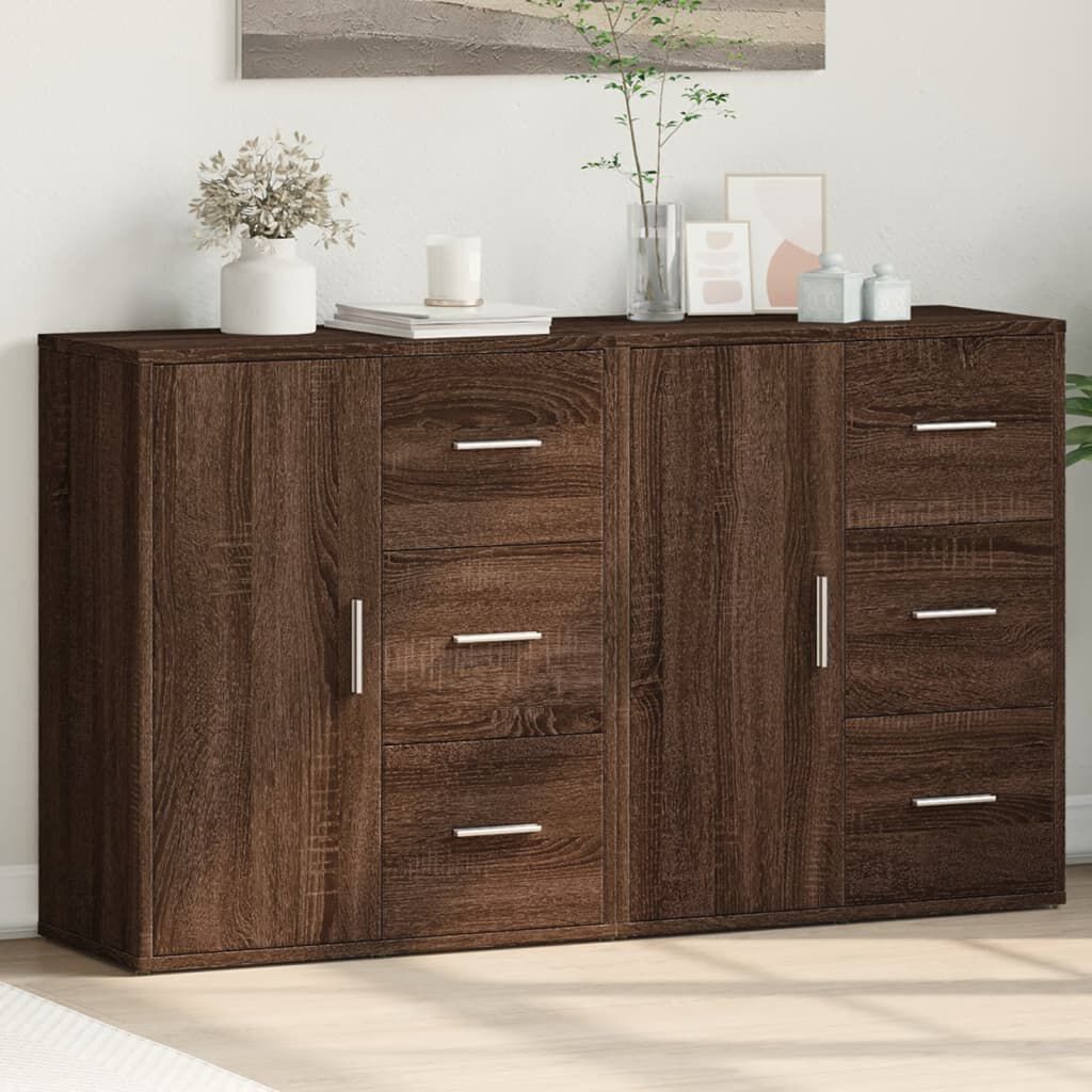 vidaXL Βοηθητικά Ντουλάπια 2 τεμ. Καφέ Δρυς 60x31x70εκ. Επεξεργ. Ξύλο