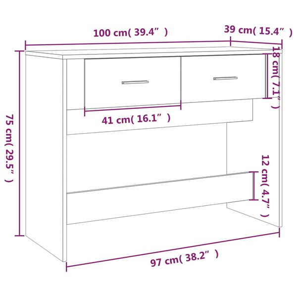 vidaXL Τραπέζι Κονσόλα Καφέ Δρυς 100x39x75 εκ. Επεξεργασμένο Ξύλο
