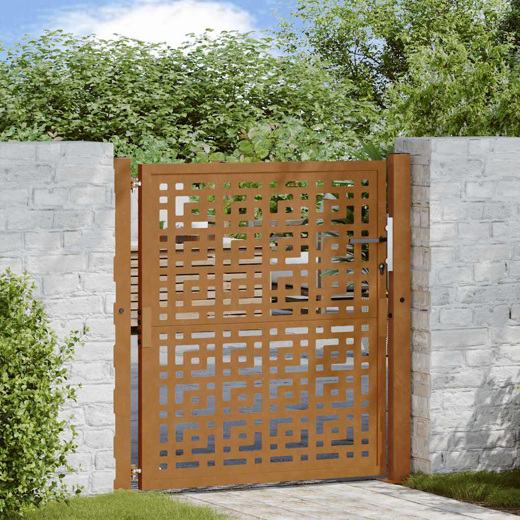 vidaXL Πύλη κήπου 105x105 cm Σταυρός σχεδιασμού από διαβρωμένο χάλυβα