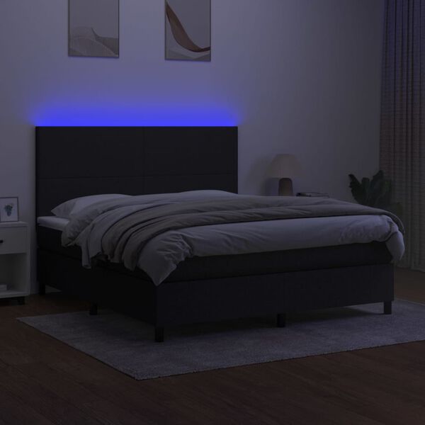 vidaXL &Kappa;&rho;&epsilon;&beta;ά&tau;&iota; Boxspring &mu;&epsilon; &Sigma;&tau;&rho;ώ&mu;&alpha; & LED &Mu;&alpha;ύ&rho;&omicron; 180x200 &epsilon;&kappa;. &Upsilon;&phi;&alpha;&sigma;&mu;ά&tau;&iota;&nu;&omicron;