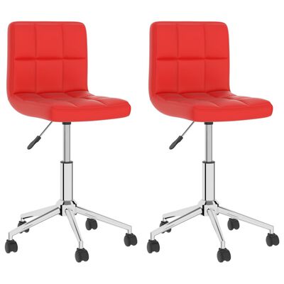 vidaXL Καρέκλες Τραπεζαρίας Περιστρεφόμενες 2 τεμ Κόκκινες Συνθ. Δέρμα