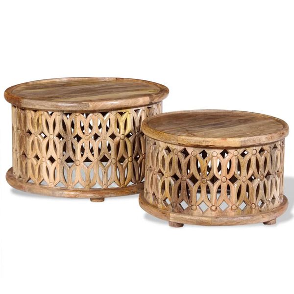 vidaXL Τραπεζάκια Σαλονιού Σετ 2 τεμ. από Μασίφ Ξύλο Μάνγκο