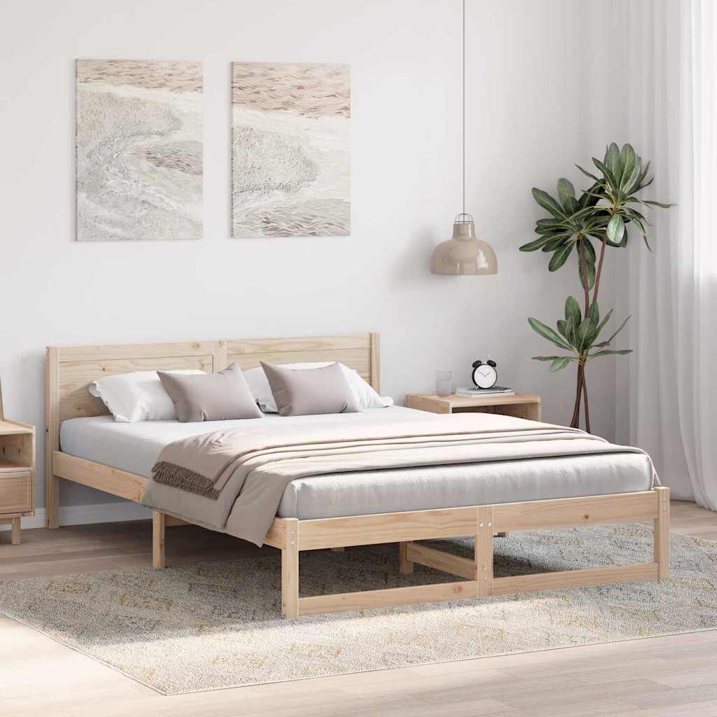 vidaXL Κρεβάτι Φυσικό Ξύλο Πεύκου 150 x 200 εκ. Απλό Κρεβάτι
