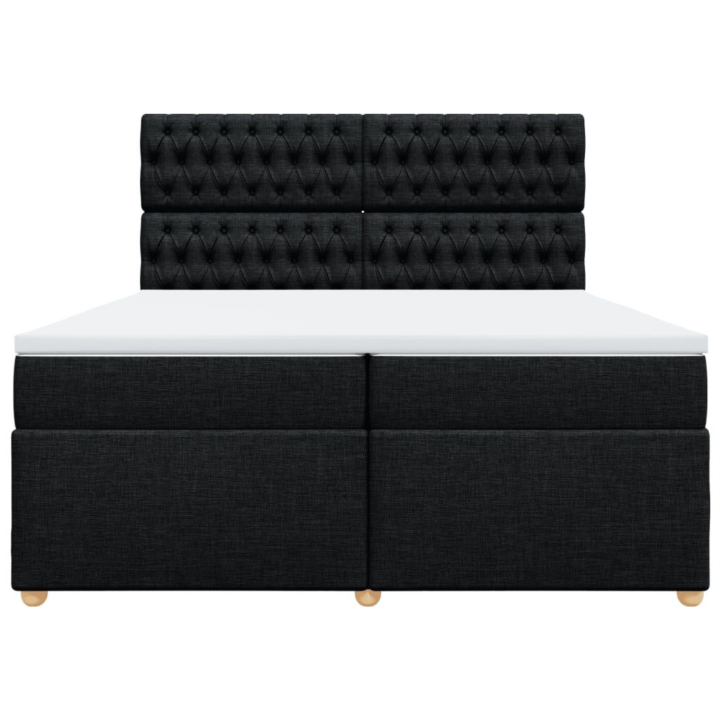 vidaXL Κρεβάτι Boxspring με Στρώμα Μαύρο 200x200 εκ. Υφασμάτινο