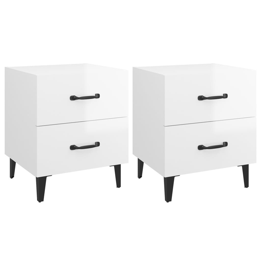 vidaXL Κομοδίνα 2 τεμ. Γυαλιστερό Λευκό 40 x 35 x 47,5 εκ.
