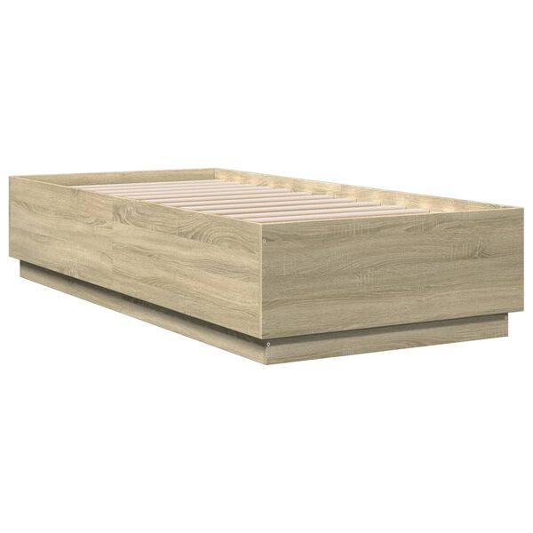 vidaXL Πλαίσιο Κρεβατιού με LED Sonoma Δρυς 90x200 εκ. Επεξεργ. Ξύλο