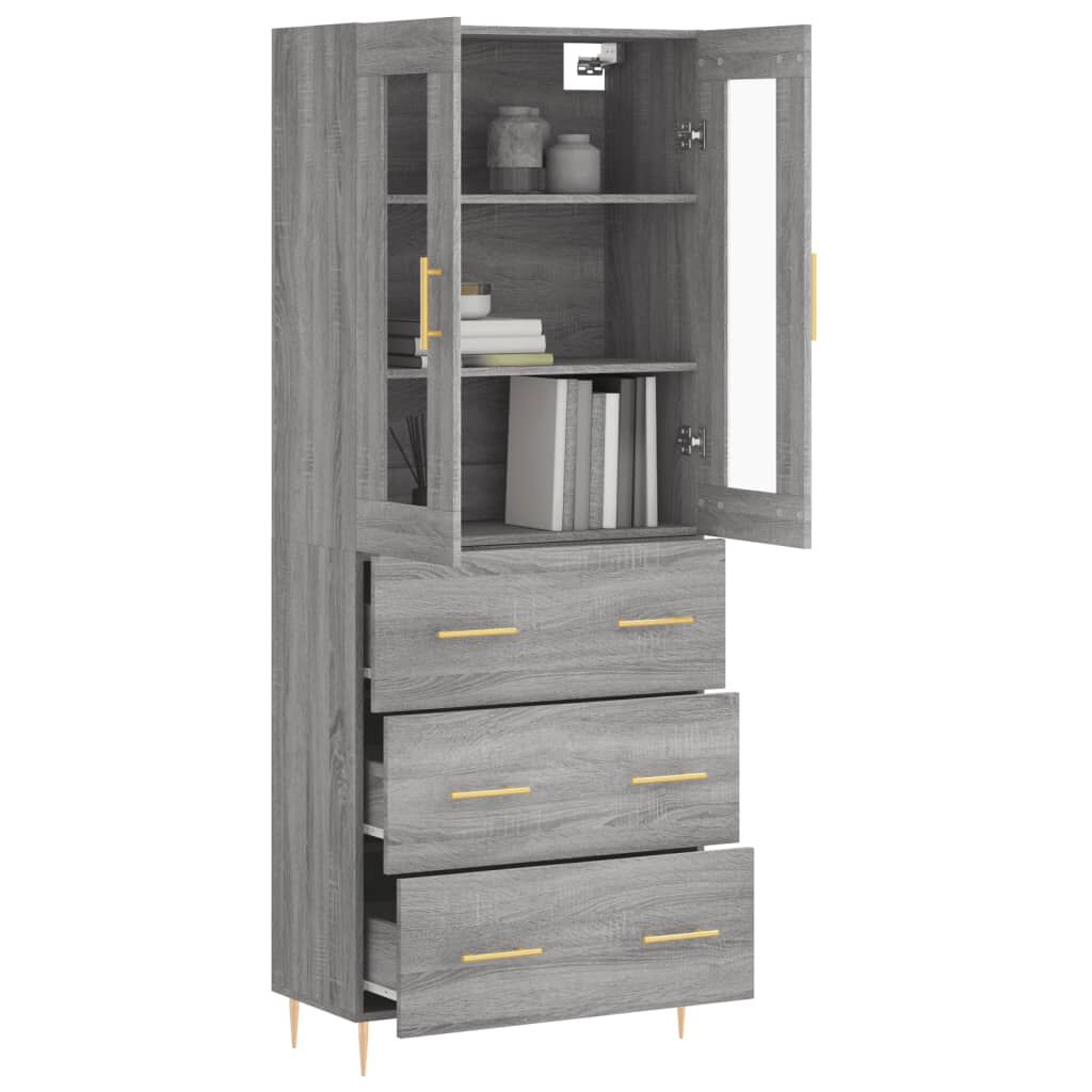 vidaXL Ντουλάπι Γκρι Sonoma 69,5 x 34 x 180 εκ. Επεξεργασμένο Ξύλο