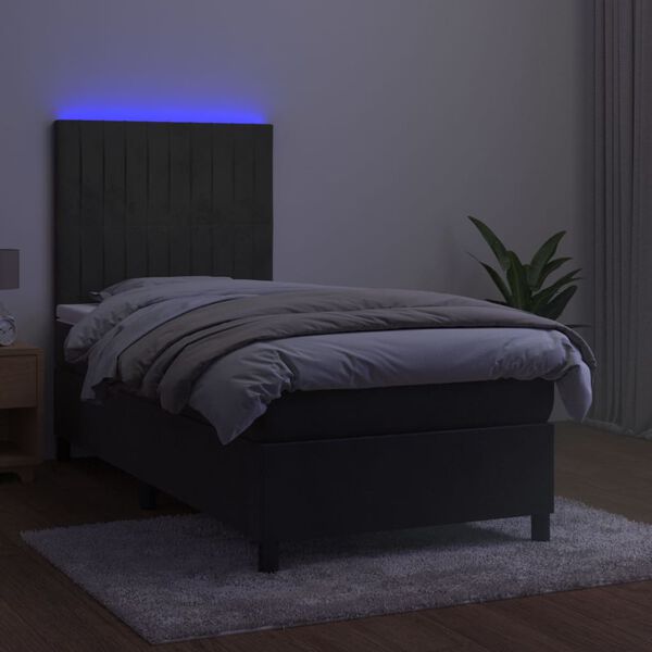 vidaXL &Kappa;&rho;&epsilon;&beta;ά&tau;&iota; Boxspring &mu;&epsilon; &Sigma;&tau;&rho;ώ&mu;&alpha; & LED &Sigma;&kappa;. &Gamma;&kappa;&rho;&iota; 100x200&epsilon;&kappa;. &Beta;&epsilon;&lambda;&omicron;ύ&delta;&iota;&nu;&omicron;