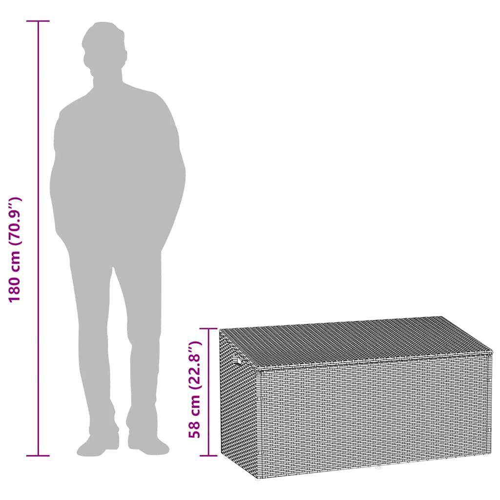 vidaXL Κήπος κουτί αποθήκευσης καφέ 110x50x58 cm Poly Rattan
