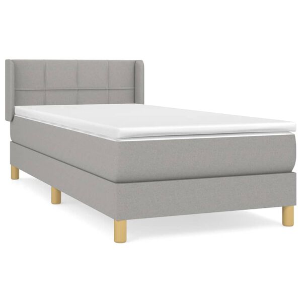 vidaXL Κρεβάτι Boxspring με Στρώμα Ανοιχτό Γκρι 80x200 εκ. Υφασμάτινο