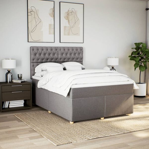 vidaXL &Kappa;&rho;&epsilon;&beta;ά&tau;&iota; Boxspring &mu;&epsilon; &Sigma;&tau;&rho;ώ&mu;&alpha; Taupe 160x200 &epsilon;&kappa;. &Upsilon;&phi;&alpha;&sigma;&mu;ά&tau;&iota;&nu;&omicron;