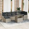 vidaXL Σετ Καναπέ Κήπου με μαξιλάρι 8 pcs Ανοιχτό γκρι Πολυ ράταν