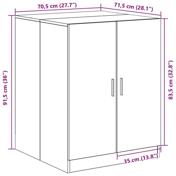 VidaXL Ντουλάπα Πλυντηρίου Μαύρη Δρυς 70,5x71,5x91,5 εκ από Επεξεργασμένο Ξύλο