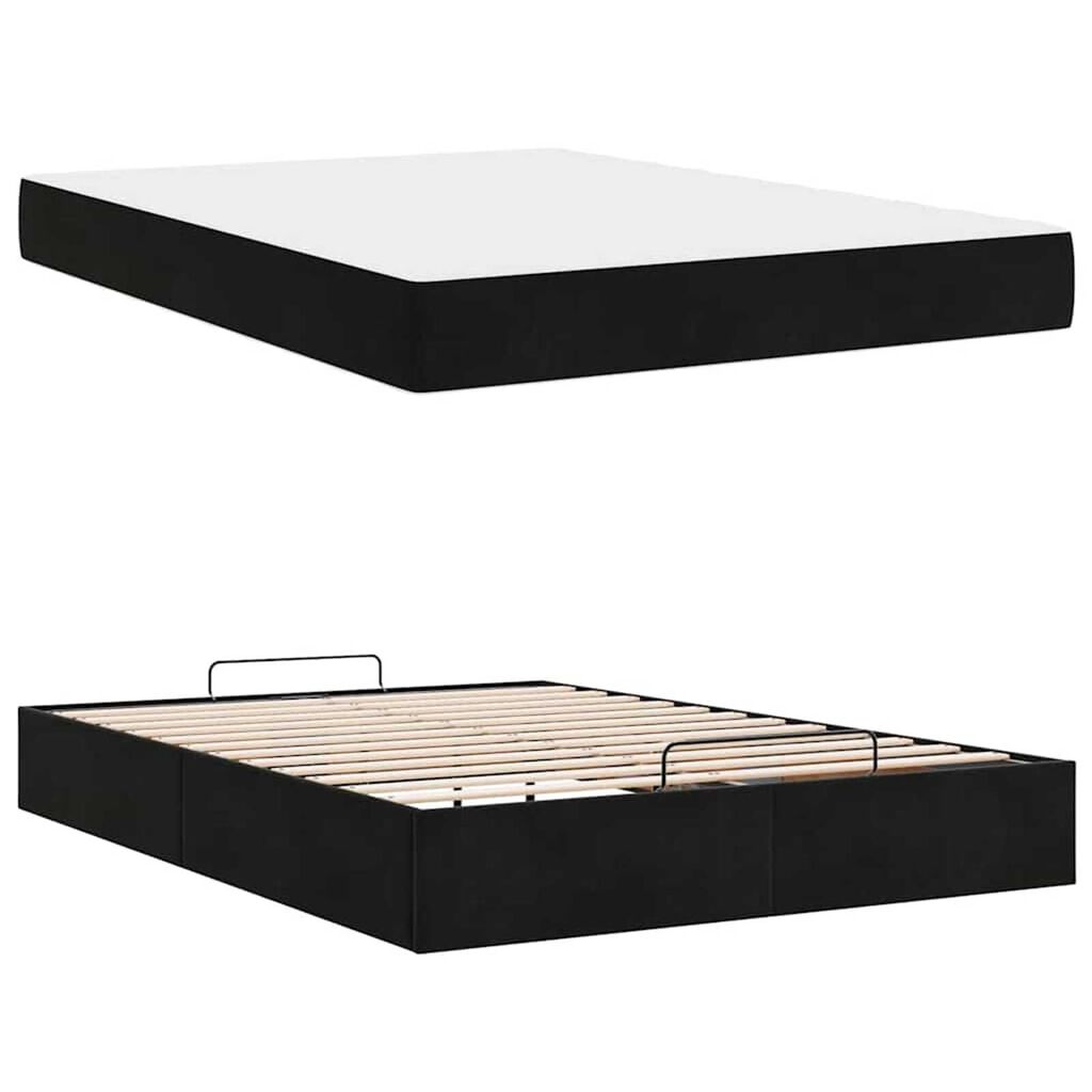 vidaXL Σκελετός Κρεβατιού με στρώμα Μαύρο 140 x 200 cm Βελούδο