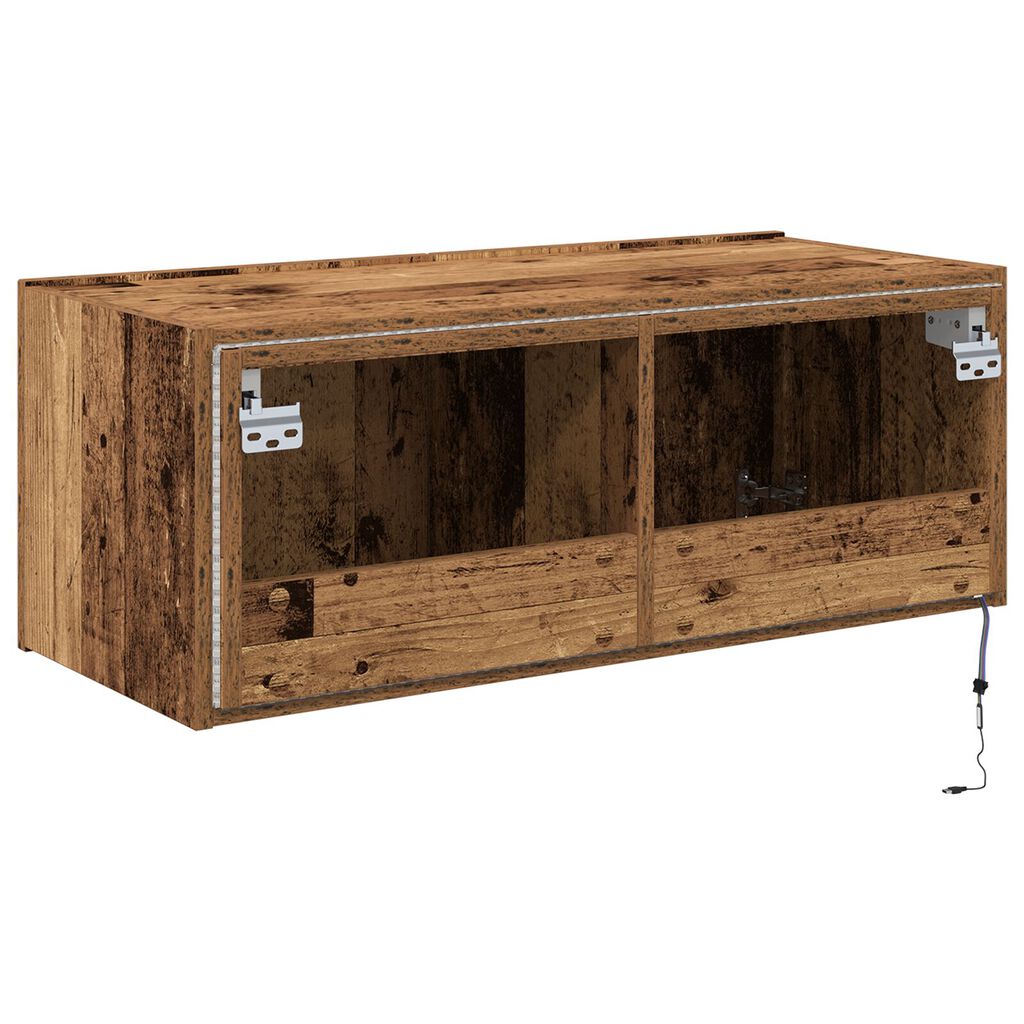 vidaXL Ντουλάπι τοίχου TV με φώτα LED παλιού ξύλου 80x35x31 εκ.