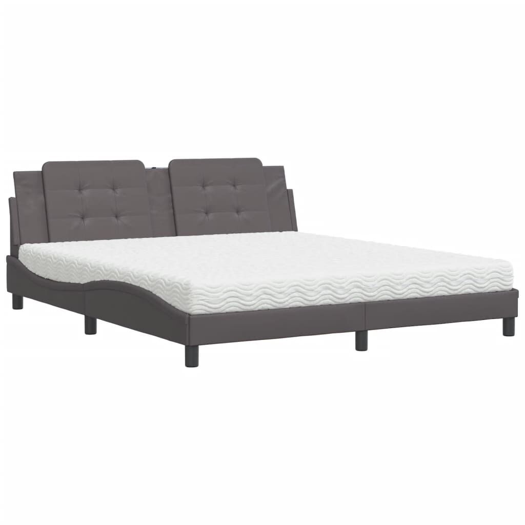 vidaXL Κρεβάτι με Στρώμα Γκρι 180x200 εκ. Συνθετικό Δέρμα