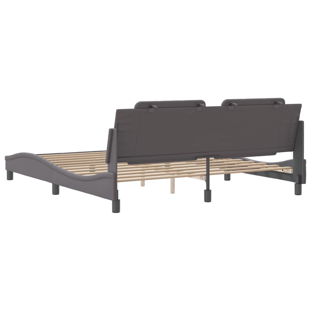 vidaXL Πλαίσιο Κρεβατιού με Κεφαλάρι Γκρι 180x200 εκ. Συνθετικό Δέρμα