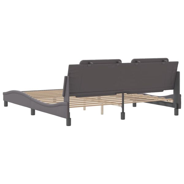 vidaXL Πλαίσιο Κρεβατιού με Κεφαλάρι Γκρι 180x200 εκ. Συνθετικό Δέρμα