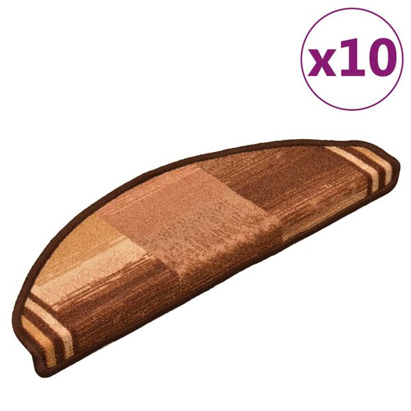 vidaXL Πατάκια Σκάλας Αυτοκόλλητα 10 τεμ. Καφέ 65x21x4 εκ.