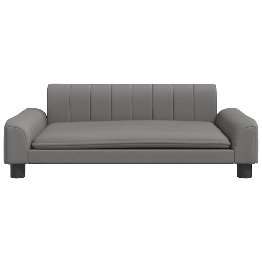 vidaXL Κρεβάτι Σκύλου Γκρι 90 x 53 x 30 εκ. από Συνθετικό Δέρμα