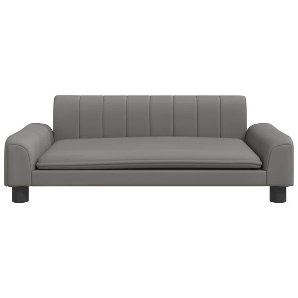 vidaXL Κρεβάτι Σκύλου Γκρι 90 x 53 x 30 εκ. από Συνθετικό Δέρμα