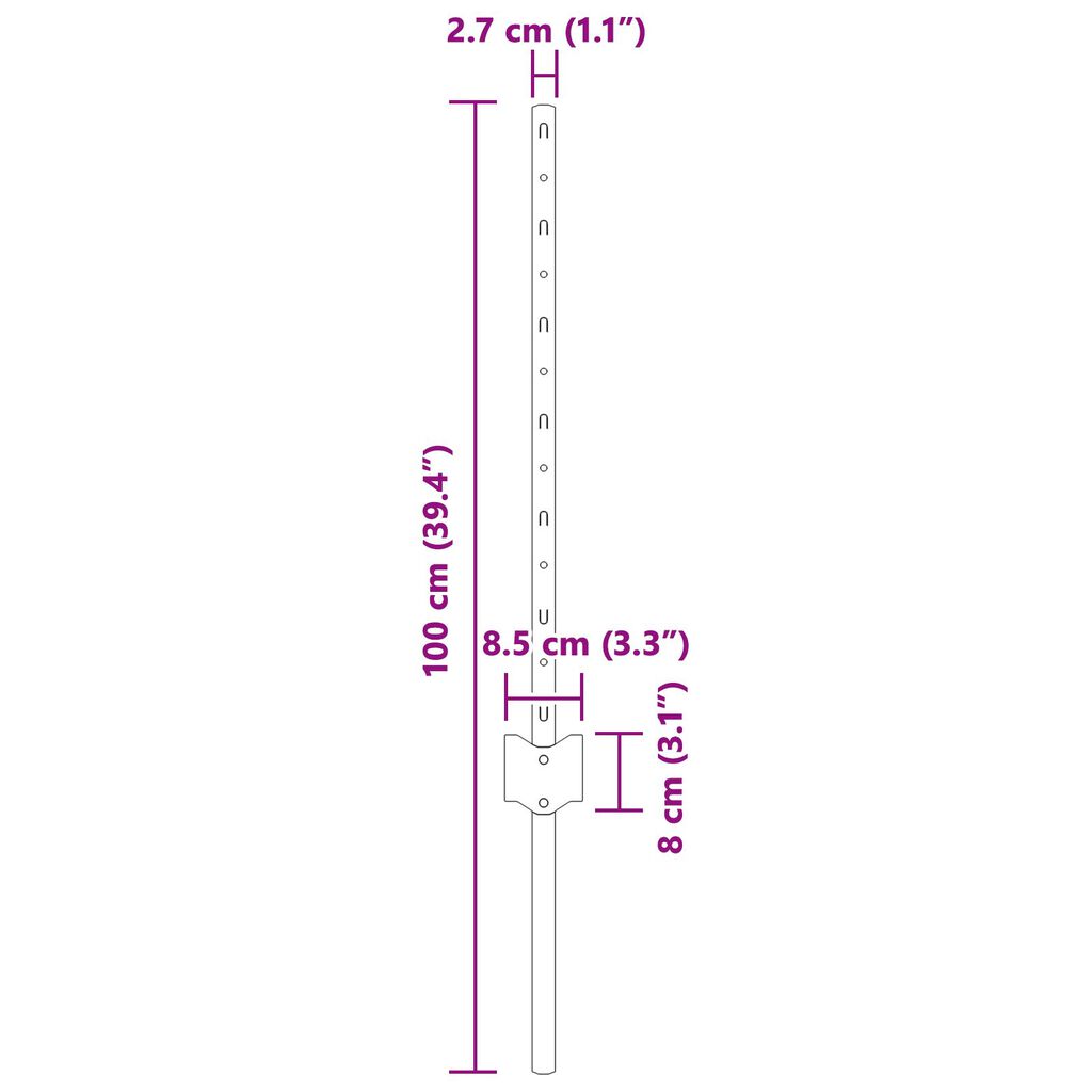 vidaXL Πό posts φράχτη 22 pcs Ασημί 50 x 0.6 μ Επικαλυμμένος Χάλυβας