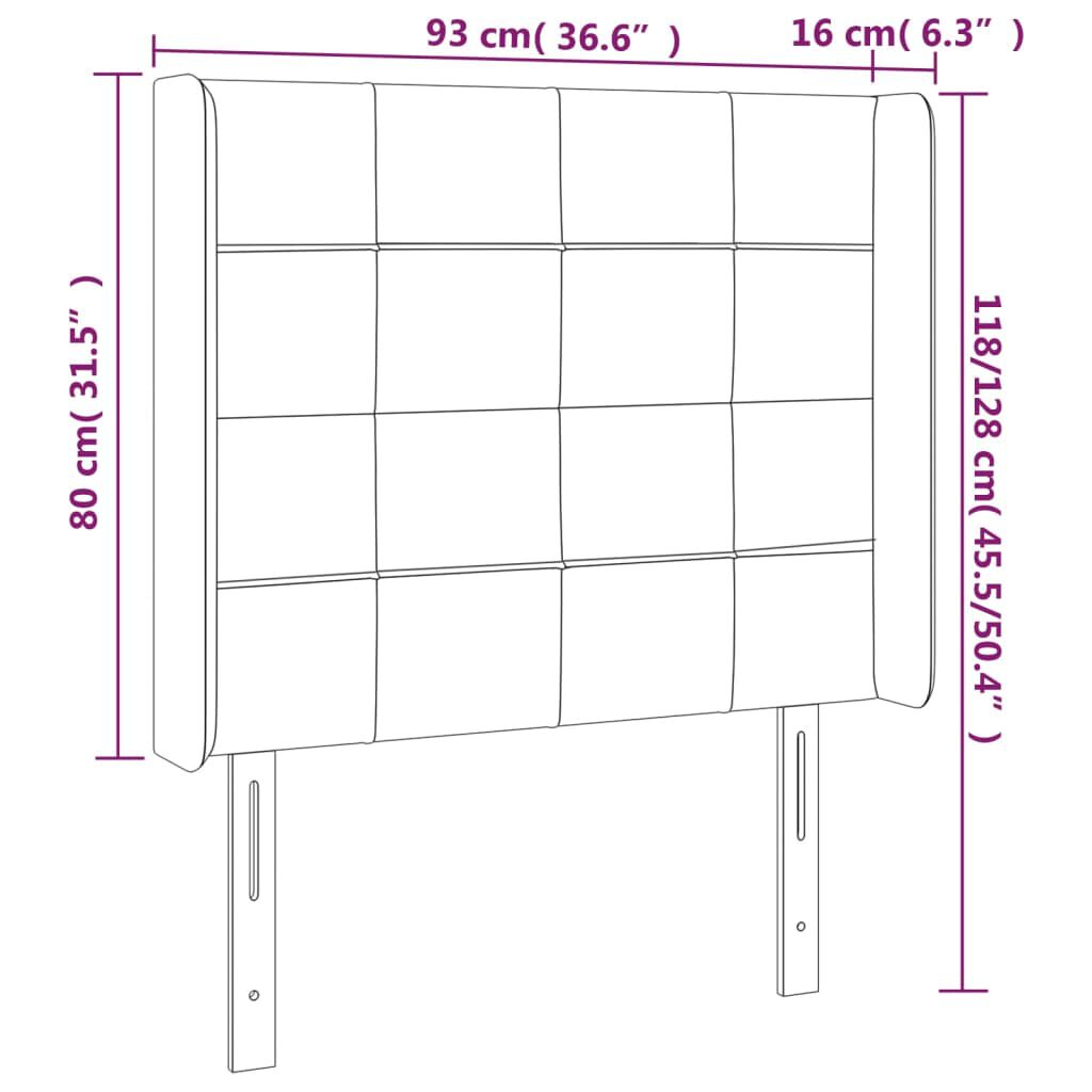 vidaXL Κεφαλάρι Κρεβατιού LED Μαύρο 93x16x118/128εκ. Βελούδινο