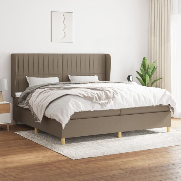 vidaXL &Kappa;&rho;&epsilon;&beta;ά&tau;&iota; Boxspring &mu;&epsilon; &Sigma;&tau;&rho;ώ&mu;&alpha; Taupe 200x200 &epsilon;&kappa;. &Upsilon;&phi;&alpha;&sigma;&mu;ά&tau;&iota;&nu;&omicron;