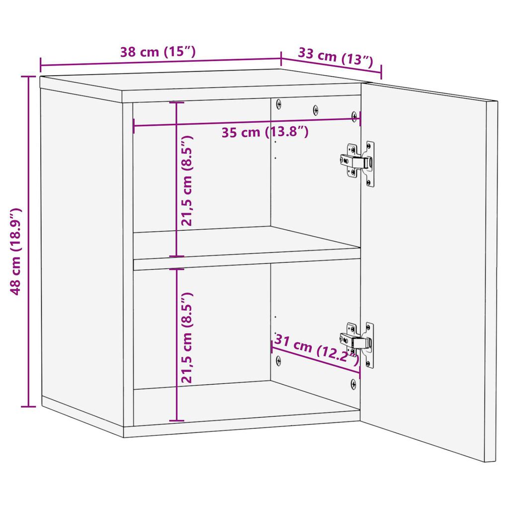 vidaXL Κρεμαστό Ντουλάπι Μπάνιου 38x33,5x48 εκ Μασίφ Ξύλο Ακακίας