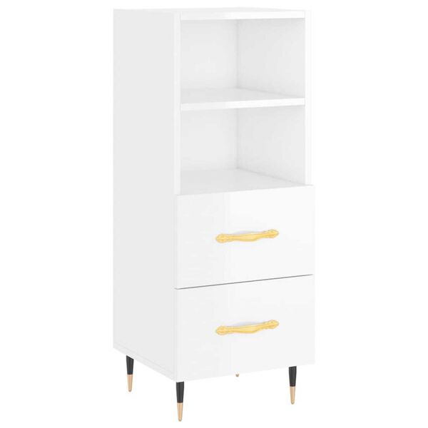 vidaXL Ντουλάπι Γυαλ. Λευκό 34,5 x 34 x 180 εκ. από Επεξεργασμένο Ξύλο